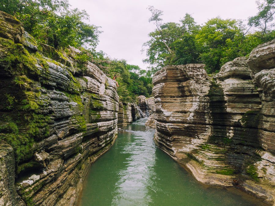 River flowing through the rock canyon at Cajones de Chame